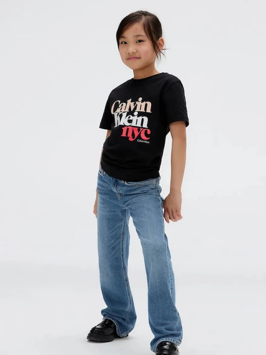 Obrázek produktu Calvin Klein Jeans Dětské rifle Calvin Klein Jeans HR WIDE LEG modrá