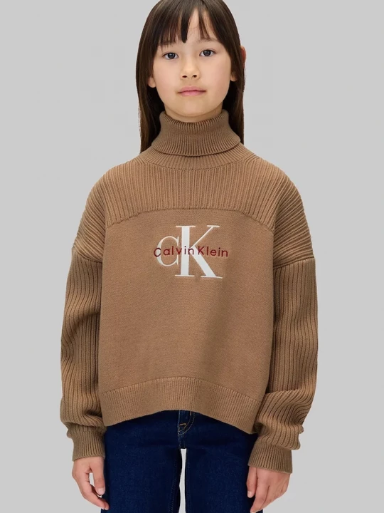 Obrázek produktu Calvin Klein Jeans Dětský bavlněný svetr Calvin Klein Jeans hnědá