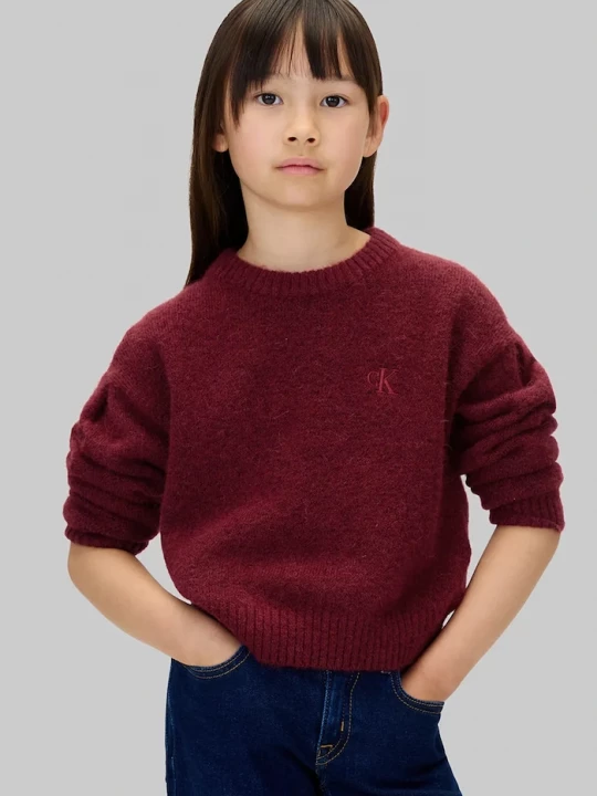 Obrázek produktu Calvin Klein Jeans Dětský svetr s příměsí vlny burgundské
