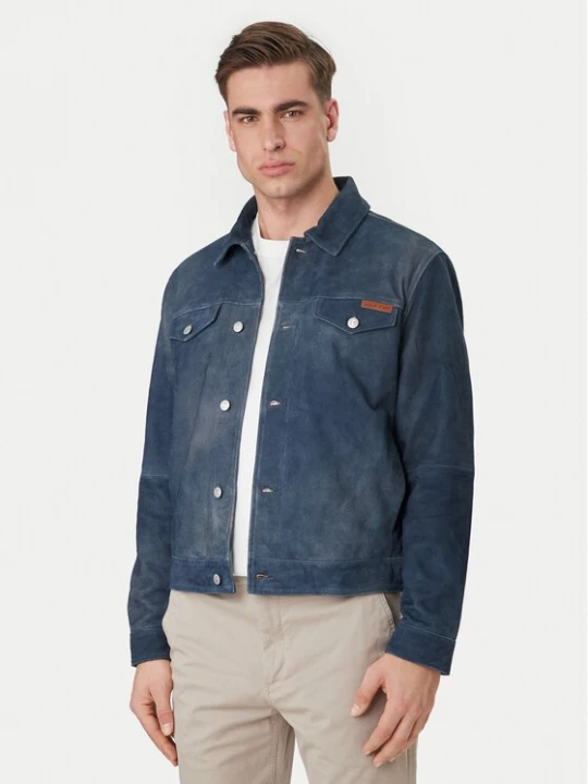 Obrázek produktu Calvin Klein Jeans Kožená bunda 90s LV04RF404G Tmavomodrá Regular Fit
