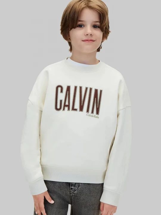 Obrázek produktu Calvin Klein Jeans mikina dětská s bavlnou béžová