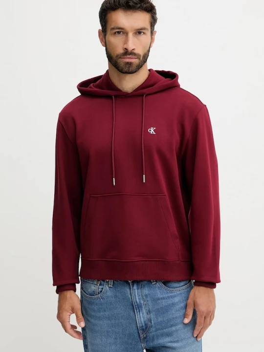 Obrázek produktu Calvin Klein Jeans mikina kapucí pánská bavlněná burgundské