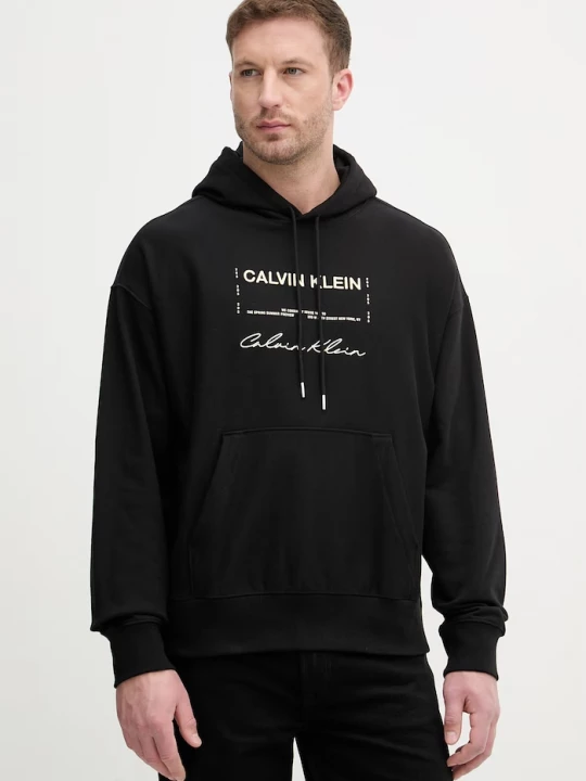 Obrázek produktu Calvin Klein Jeans mikina s kapucí pánská s bavlnou černá