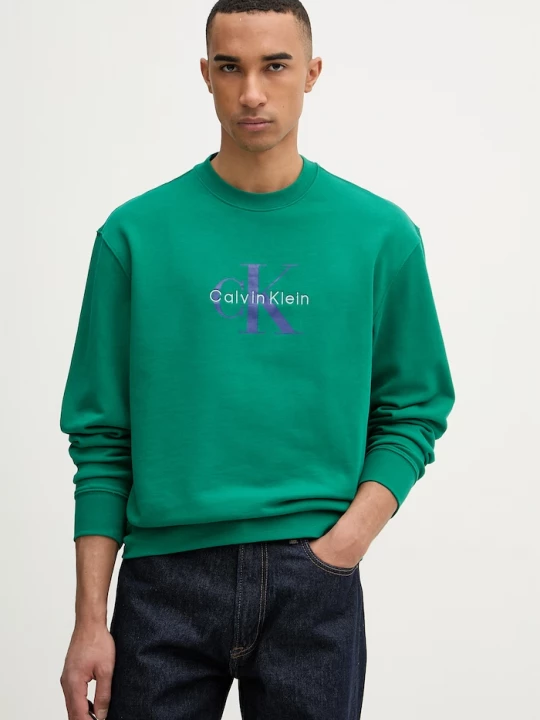 Obrázek produktu Calvin Klein Jeans mikina pánská bavlněná zelená