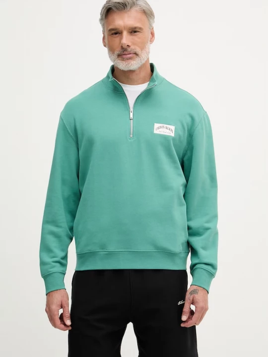 Obrázek produktu Calvin Klein Jeans mikina pánská bavlněná zelená
