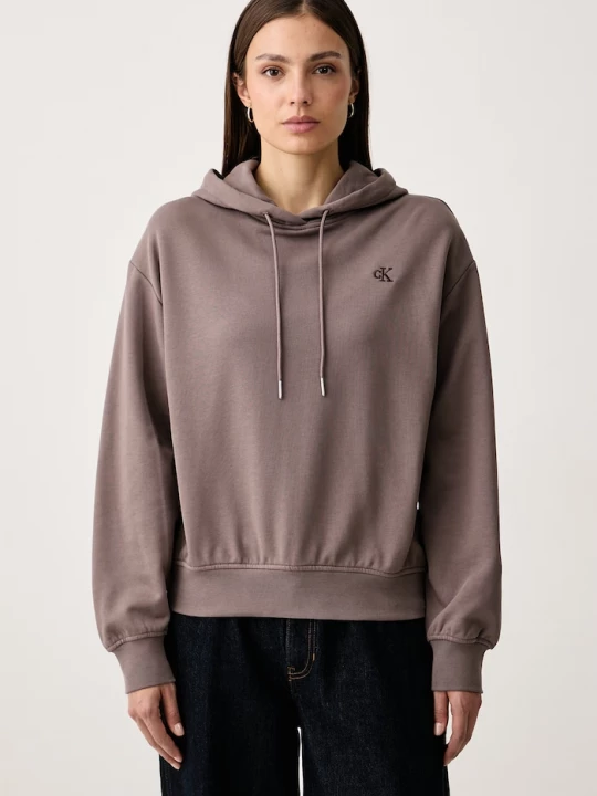 Obrázek produktu Calvin Klein Jeans mikina s kapucí dámská s bavlnou hnědá