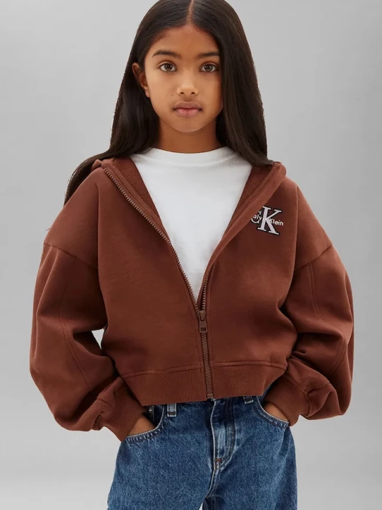 Obrázek produktu Calvin Klein Jeans mikina s kapucí dětská bavlněná hnědá