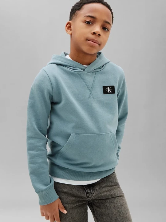 Obrázek produktu Calvin Klein Jeans mikina s kapucí dětská bavlněná modrá
