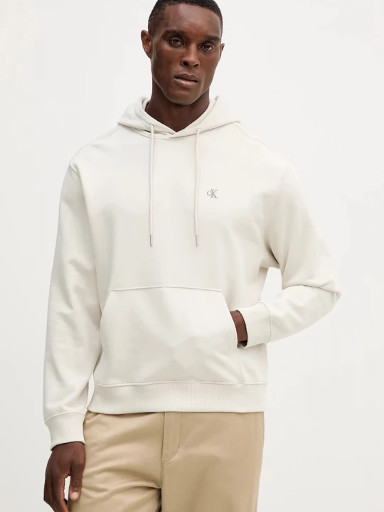 Obrázek produktu Calvin Klein Jeans mikina s kapucí pánská bavlněná béžová