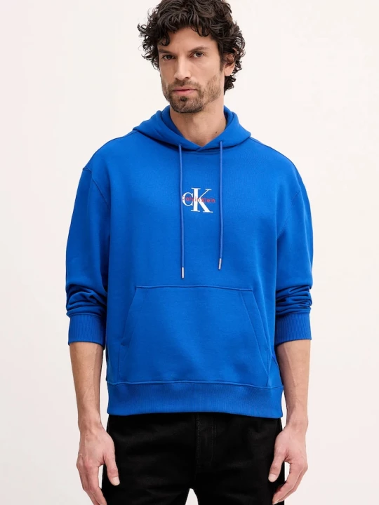 Obrázek produktu Calvin Klein Jeans mikina s kapucí pánská bavlněná modrá