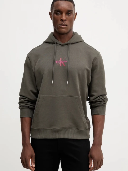Obrázek produktu Calvin Klein Jeans mikina s kapucí pánská bavlněná šedá