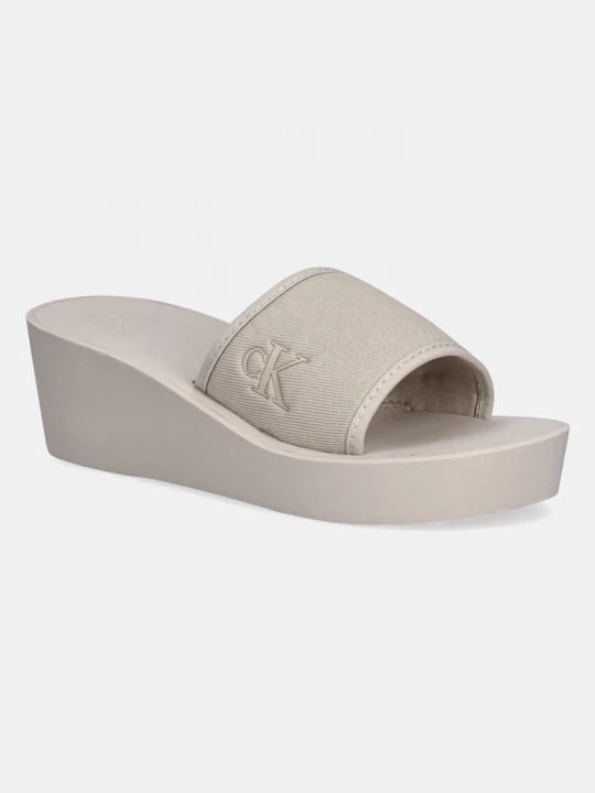 Obrázek produktu Calvin Klein Jeans Pantofle BEACH WEDGE SLIDE CANVAS béžová