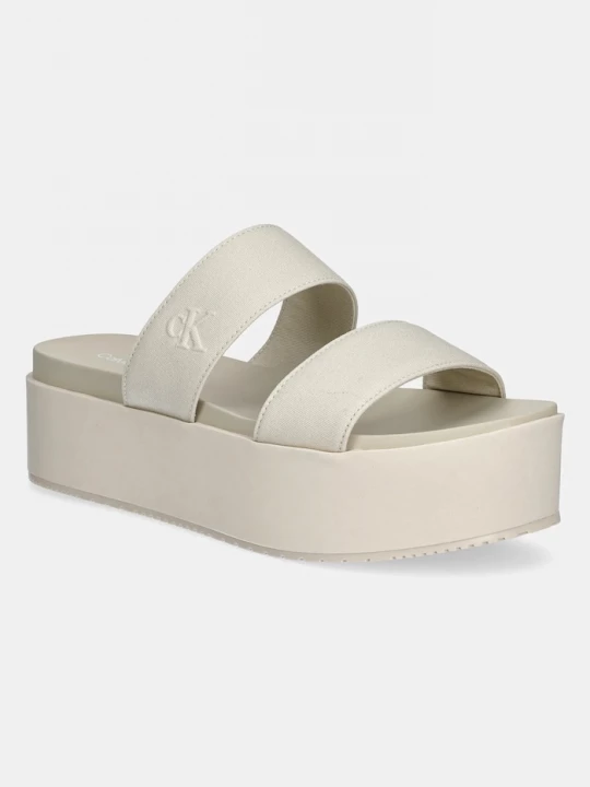 Obrázek produktu Calvin Klein Jeans Pantofle FLATFORM SANDAL WEBBING IN béžová