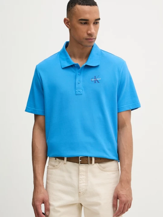 Obrázek produktu Calvin Klein Jeans polo pánské bavlněné modrá