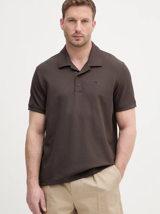 Obrázek produktu Calvin Klein Jeans polo pánské s bavlnou hnědá