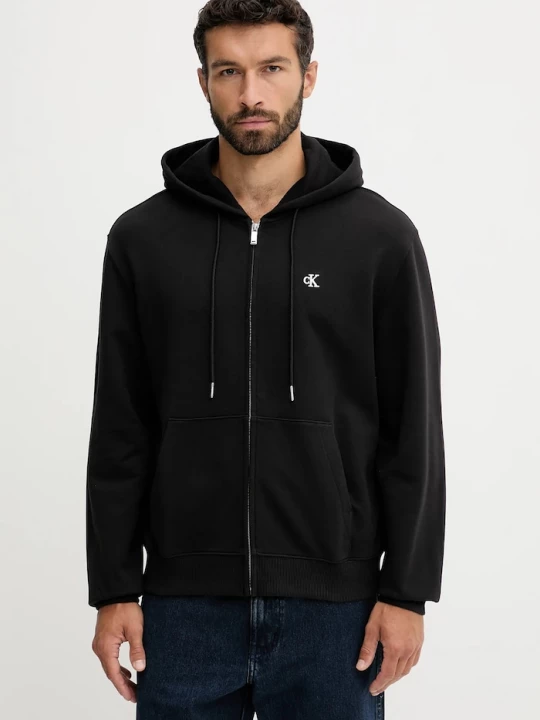 Obrázek produktu Calvin Klein Jeans rozepínací mikina s kapucí pánská bavlněná černá