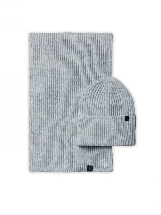 Obrázek produktu Calvin Klein Jeans Sada čepice a šál Monogram Rib IU0IU00638 Šedá