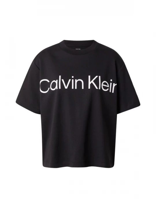 Obrázek produktu Calvin Klein Jeans Tričko 'Boxy Cropped Logo' černá / bílá