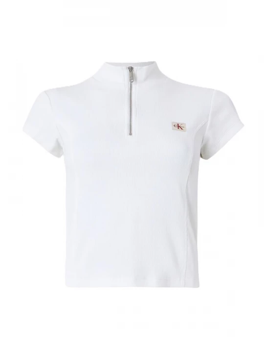 Obrázek produktu Calvin Klein Jeans Tričko 'Monologo Quarter-zip' bílá