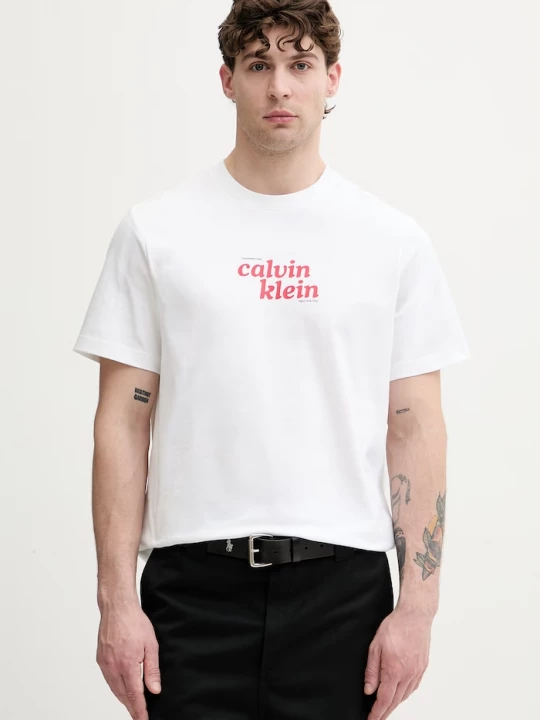 Obrázek produktu Calvin Klein Jeans tričko pánské bavlněné bílá