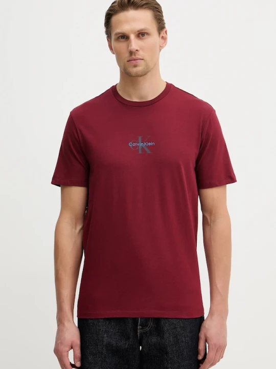 Obrázek produktu Calvin Klein Jeans tričko pánské bavlněné burgundské