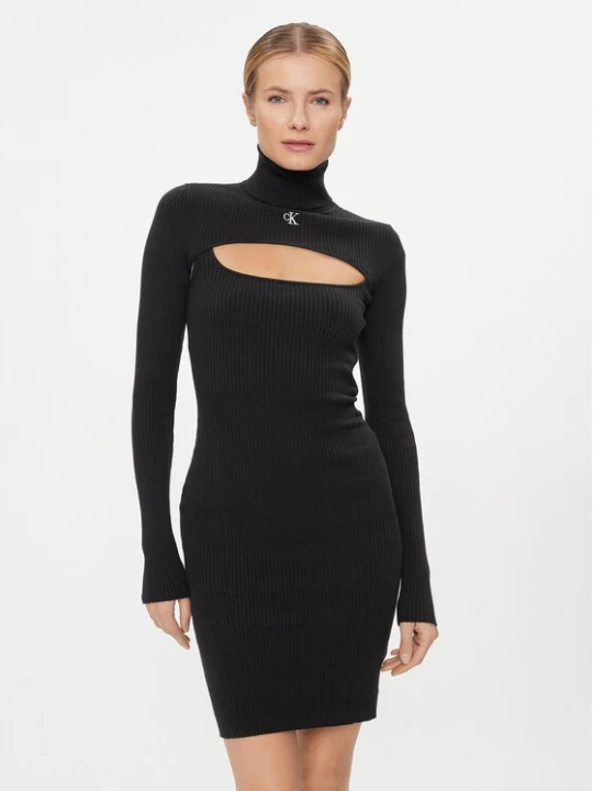 Obrázek produktu Calvin Klein Jeans Úpletové šaty 2 In 1 Tight Ls Sweater Dress J20J222515 Černá Slim Fit