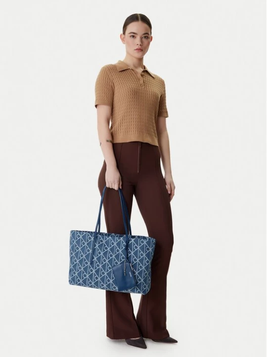 Obrázek produktu Calvin Klein Kabelka Emblem Aop Denim Tote W/ Pouch LV04F3428G Modrá