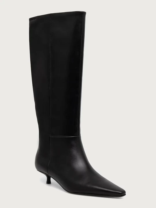 Obrázek produktu Calvin Klein kozačky nad kolena dámské kožené KITTEN HEEL HIGH BOOT LTH černá