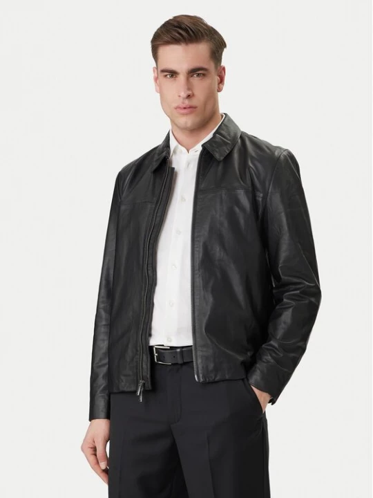Obrázek produktu Calvin Klein Kožená bunda LV04LF423G Černá Regular Fit