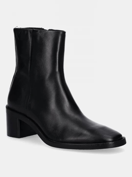 Obrázek produktu Calvin Klein Kožené kotníkové boty Calvin Klein BLOCK HEEL ZIP BOOT LTH černá