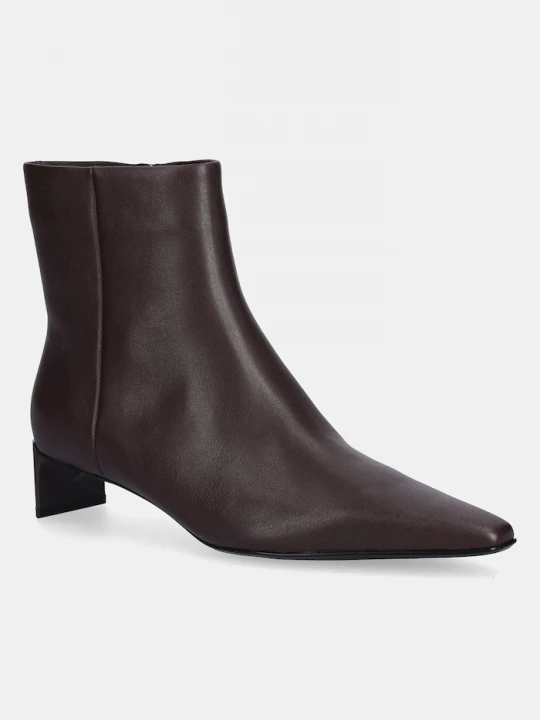 Obrázek produktu Calvin Klein Kožené kotníkové boty Calvin Klein SET BACK KITTEN HEEL ANKLE BOOT hnědá