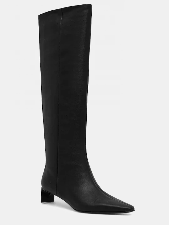 Obrázek produktu Calvin Klein Kožené kozačky Calvin Klein SET BACK KITTEN HEEL KNEE BOOT černá