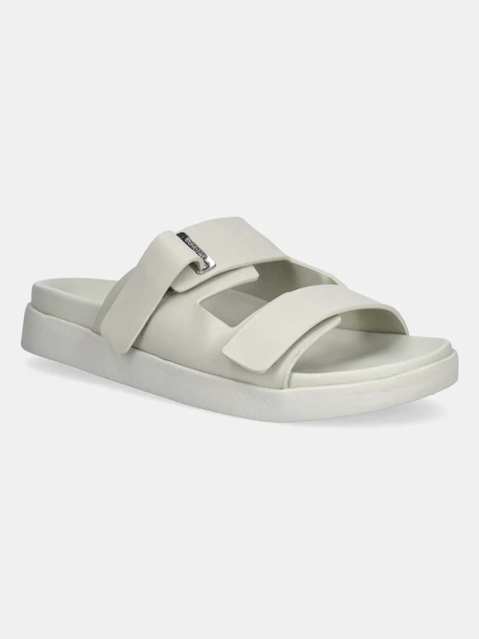 Obrázek produktu Calvin Klein Kožené pantofle FLAT ADJ SLIDE EYELET béžová