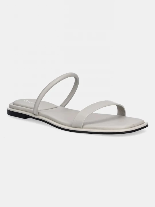 Obrázek produktu Calvin Klein Kožené pantofle FLAT SANDAL SQUARED 2-BAR LTH
