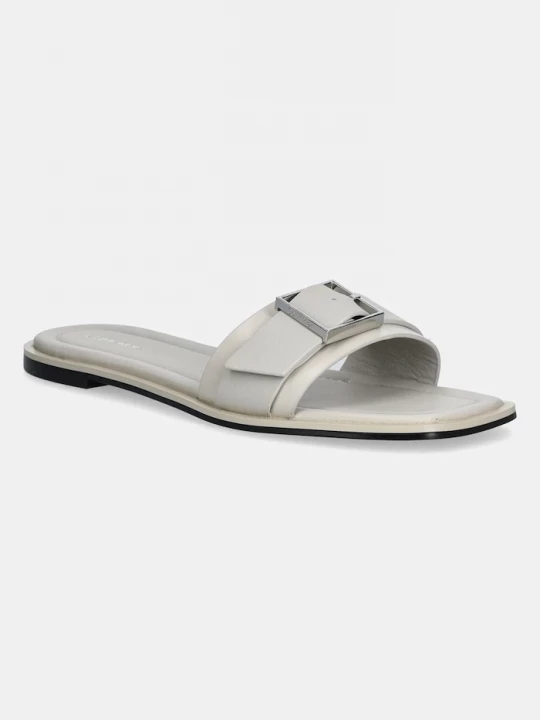 Obrázek produktu Calvin Klein Kožené pantofle FLAT SLIDE W / BUCKLE - LTH béžová