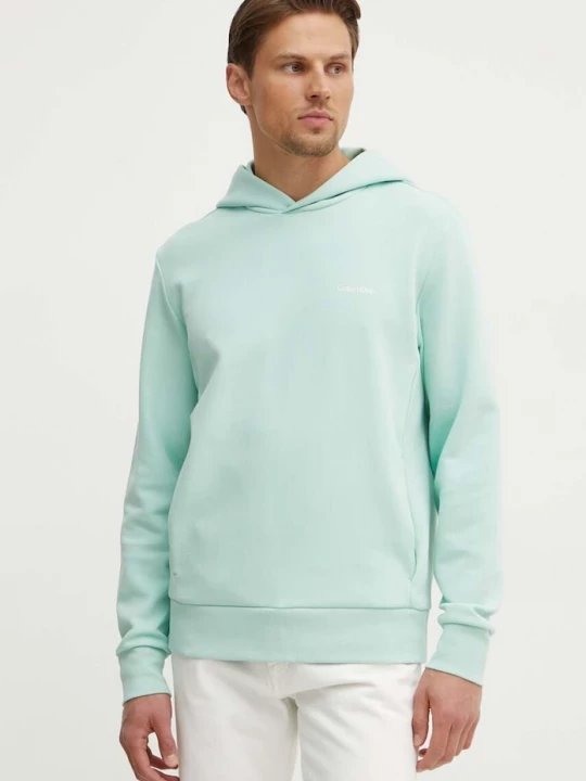 Obrázek produktu Calvin Klein mikina s kapucí pánská s bavlnou tyrkysová