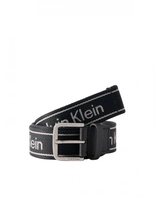 Obrázek produktu Calvin Klein Opasek 'Rounded Buckle Logo Webbing' světle šedá / černá