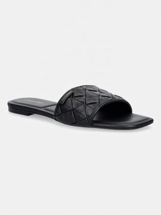 Obrázek produktu Calvin Klein pantofle dámské SQUARE FLAT SNDL WOVEN LTH černá