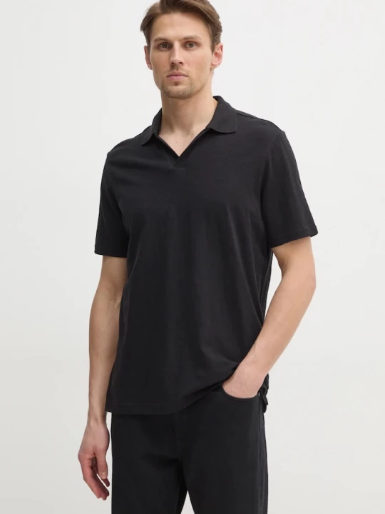 Obrázek produktu Calvin Klein Polo tričko lněnou směsí černá