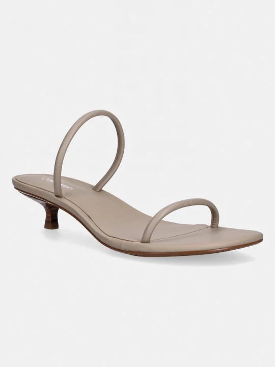Obrázek produktu Calvin Klein sandály na jehlovém podpatku kožené KITT HEEL SNDL DOUBLE STRAP LTH béžová