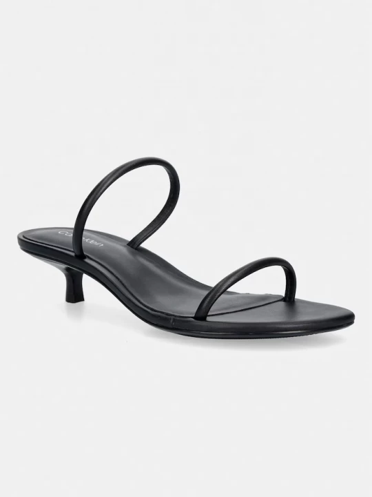 Obrázek produktu Calvin Klein sandály na jehlovém podpatku kožené KITT HEEL SNDL DOUBLE STRAP LTH černá
