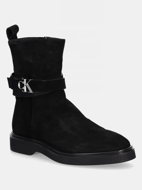 Obrázek produktu Calvin Klein Semišové boty Calvin Klein ANKLE BOOT W/ METAL LOGO SUE černá