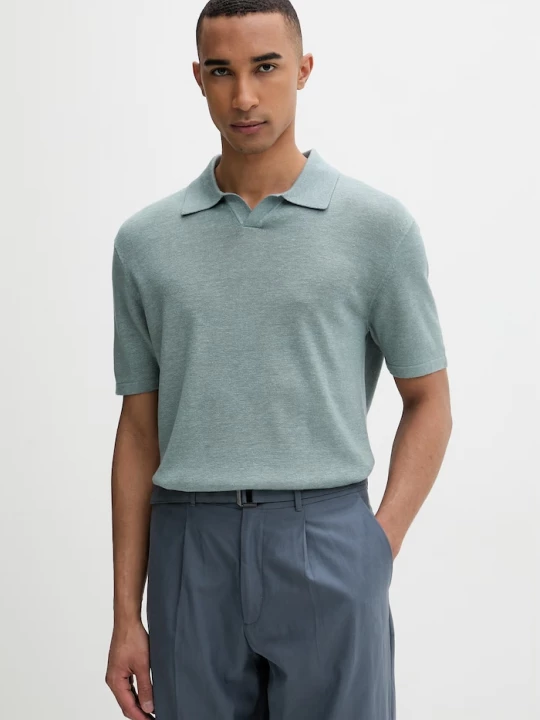 Obrázek produktu Calvin Klein svetrové polo pánské s příměsí lnu tyrkysová