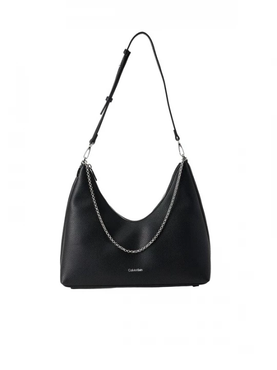 Obrázek produktu Calvin Klein Taška přes rameno 'Chain Strap Pebble Grain Hobo' černá / stříbrná