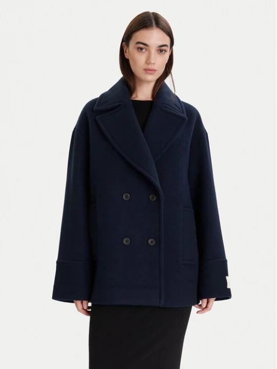 Obrázek produktu Calvin Klein Vlněný kabát LV044D549G Tmavomodrá Relaxed Fit