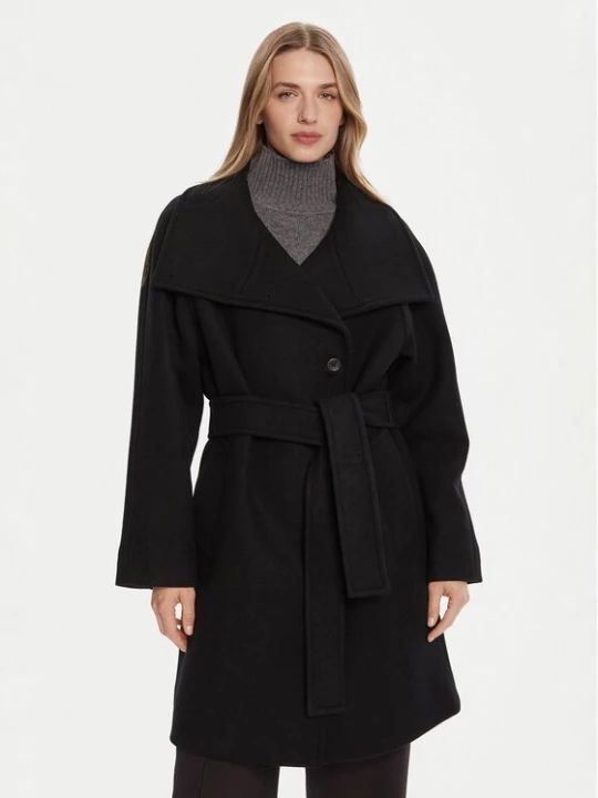 Obrázek produktu Calvin Klein Vlněný kabát LV044D557G Černá Regular Fit