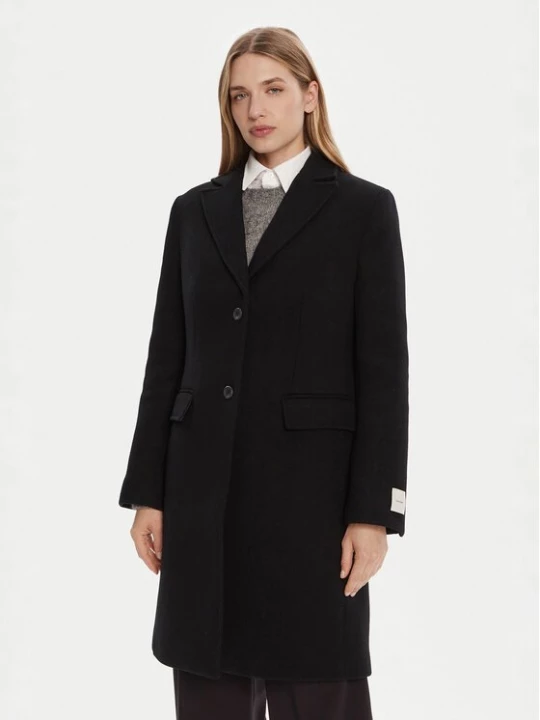 Obrázek produktu Calvin Klein Vlněný kabát LV044D558G Černá Slim Fit
