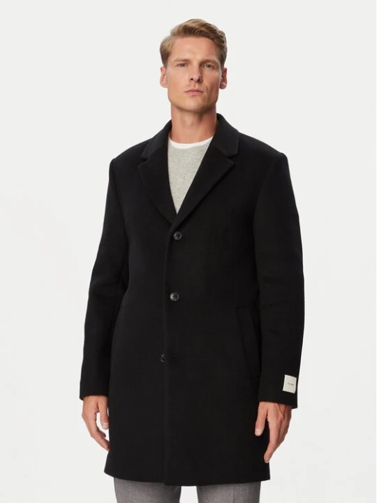 Obrázek produktu Calvin Klein Vlněný kabát LV04LH444G Černá Regular Fit