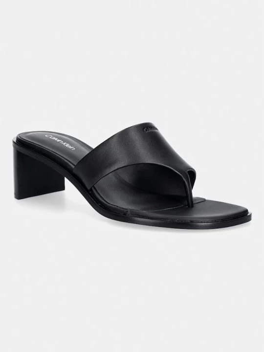 Obrázek produktu Calvin Klein žabky dámské kožené BLOCK HEEL SNDL THONG LTH černá