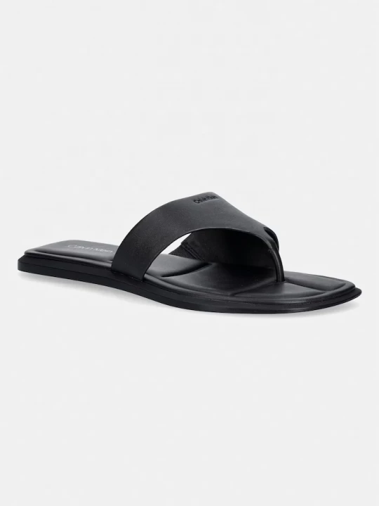 Obrázek produktu Calvin Klein žabky dámské kožené FLAT SANDAL THONG LTH černá